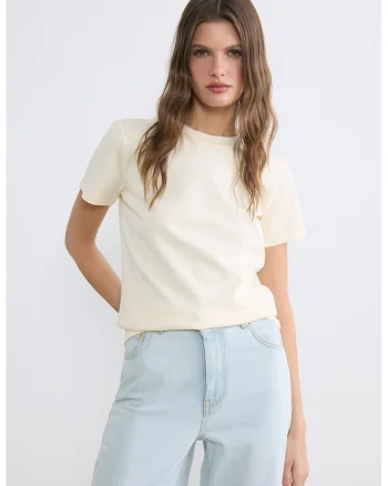 Tricou slim fit de bumbac, Bej deschis