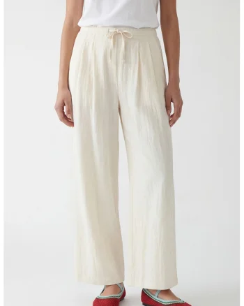 Pantaloni lejeri din amestec de lyocell, Alb fildes