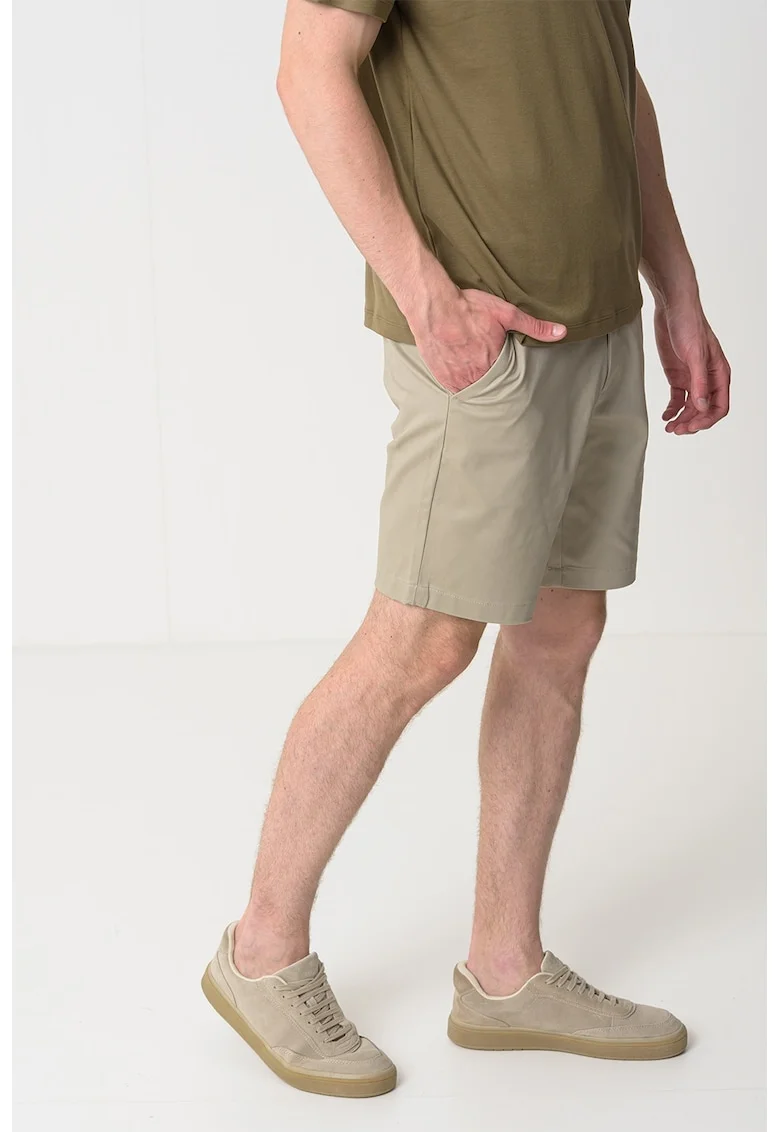 Pantaloni scurti slim fit din amestec de bumbac, Maro nisip