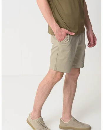 Pantaloni scurti slim fit din amestec de bumbac, Maro nisip