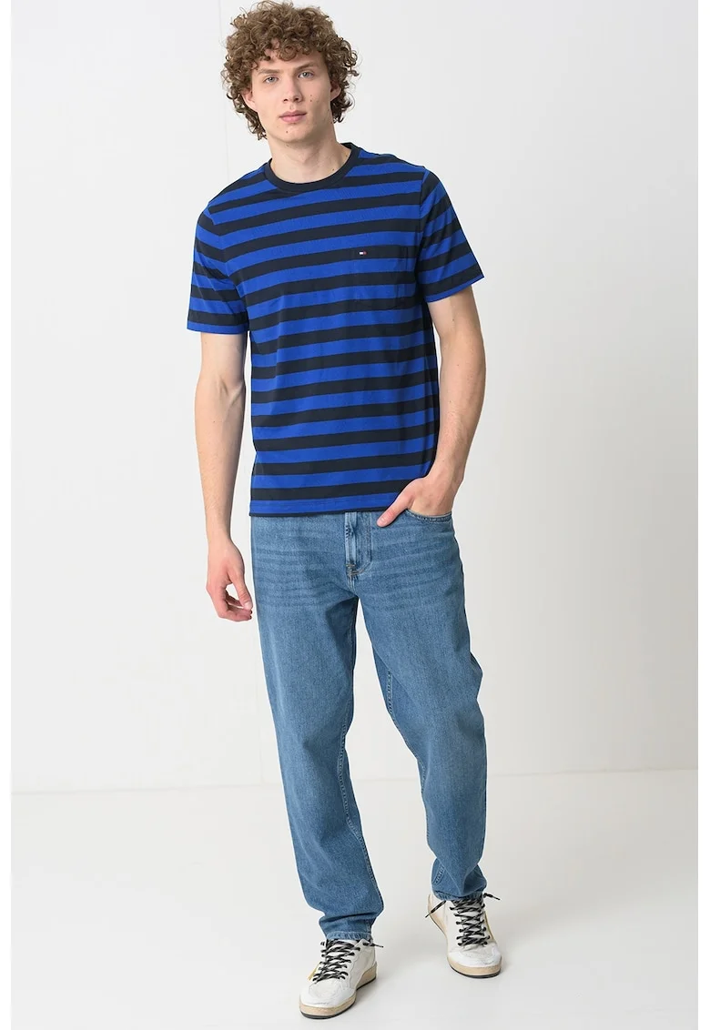 Tricou cu decolteu la baza gatului, Albastru indigo