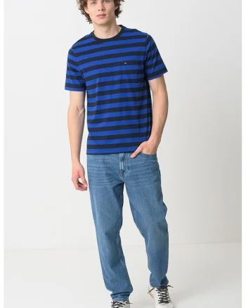 Tricou cu decolteu la baza gatului, Albastru indigo