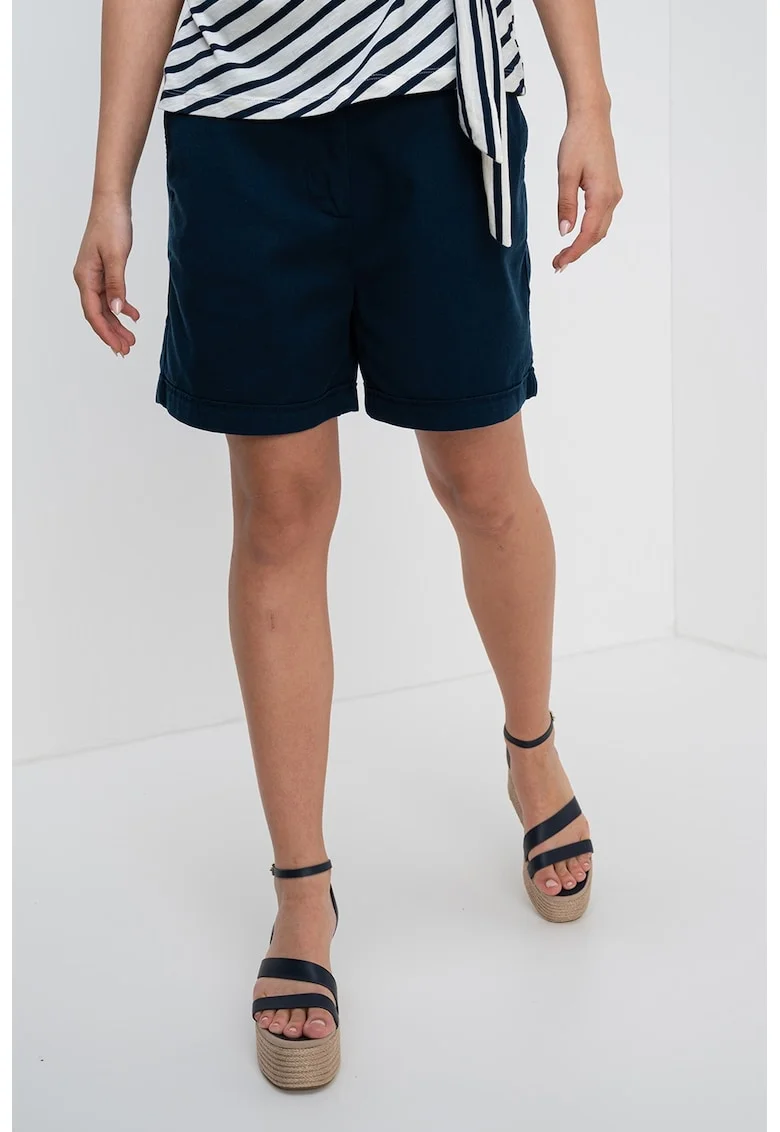 Pantaloni chino scurti din amestec de lyocell, Bleumarin