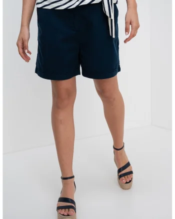 Pantaloni chino scurti din amestec de lyocell, Bleumarin