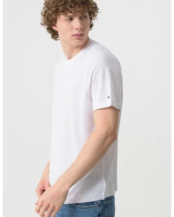 Tricou uni din amestec de in, Alb optic