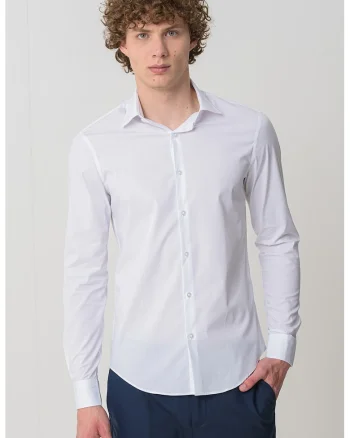 Camasa slim fit din amestec de bumbac, Alb optic