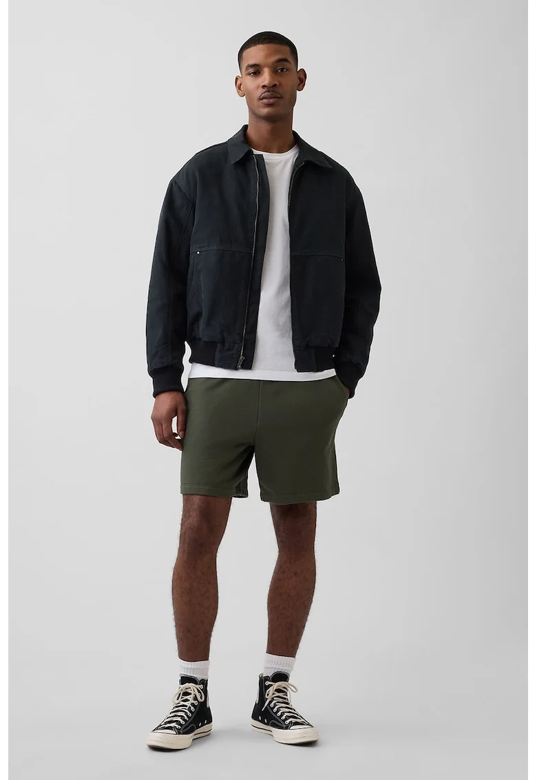 Pantaloni-bermude de trening cu snur, Verde sparanghel