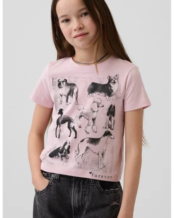 Tricou din bumbac cu decolteu la baza gatului si imprimeu lamaie, Roz prafuit