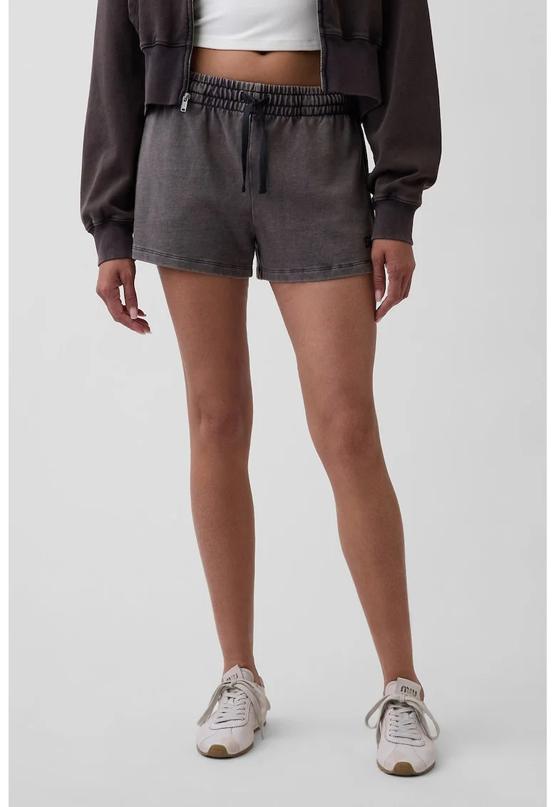 Pantaloni scurti din amestec de bumbac cu logo, Gri melange