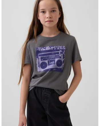 Tricou lejer cu imprimeu, Gri inchis