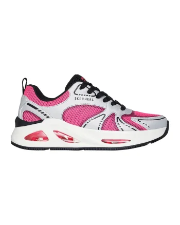 Pantofi sport cu talpa wedge si segmente din piele ecologica si material textil Uno Ego Wedge, Gri deschis/Fucsia