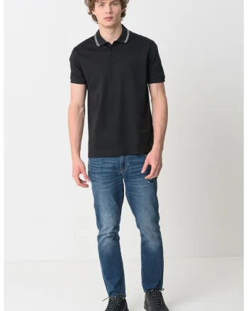 Tricou polo cu model uni, Negru