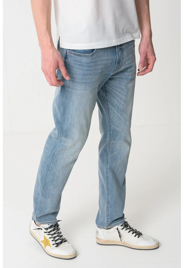 Blugi slim-fit cu aspect decolorat J13, Albastru deschis melange