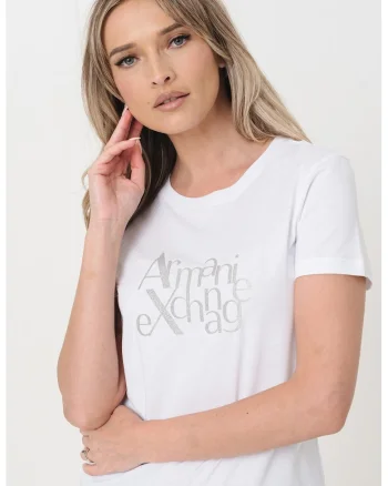 Tricou de bumbac cu logo, Alb/Argintiu