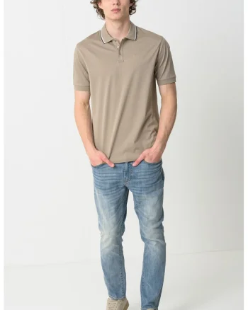 Tricou polo cu model uni, Kaki