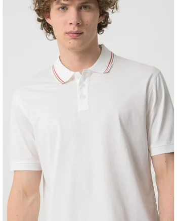 Tricou polo cu model uni, Alb