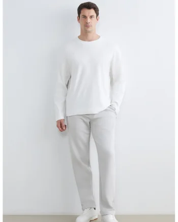 Pantaloni de trening cu croiala dreapta si buzunare cu fermoar, Gri deschis