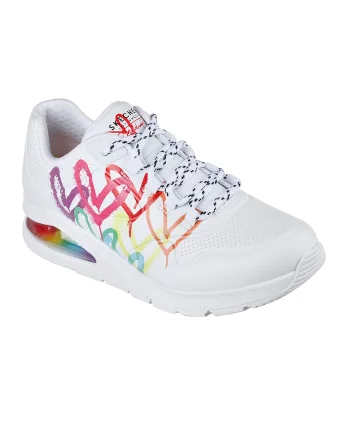 Pantofi sport din piele ecologica Uno 2 Floating Lov, Alb