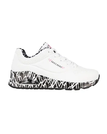 Pantofi sport de piele ecologica Loving Love, Alb/Negru