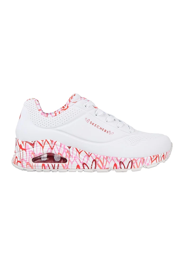Pantofi sport de piele ecologica Loving Love, Rosu/Alb/Roz
