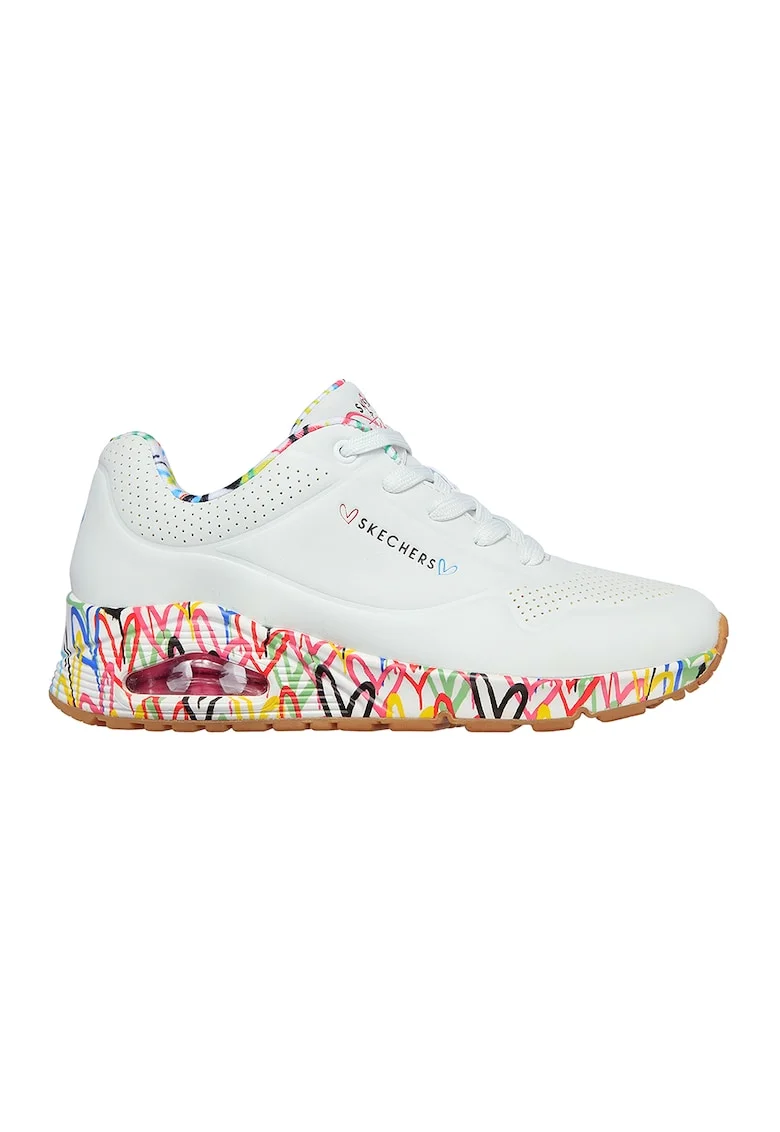 Pantofi sport de piele ecologica Loving Love, Alb