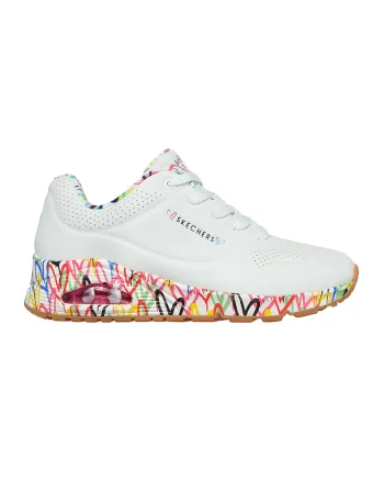 Pantofi sport de piele ecologica Loving Love, Alb