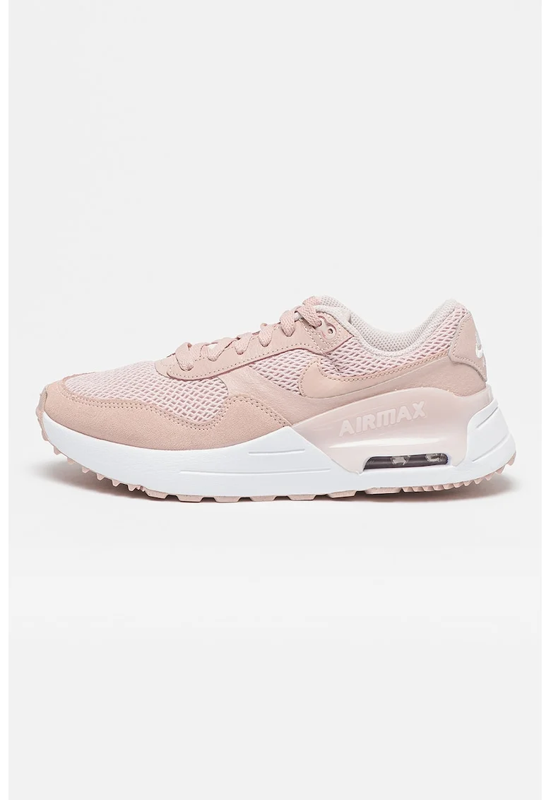 Pantofi sport cu garnituri de plasa si piele intoarsa Air Max Systm, Roz pastel/Roz prafuit