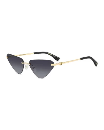 Ochelari de soare cat-eye cu lentile in degrade, Auriu/Gri inchis