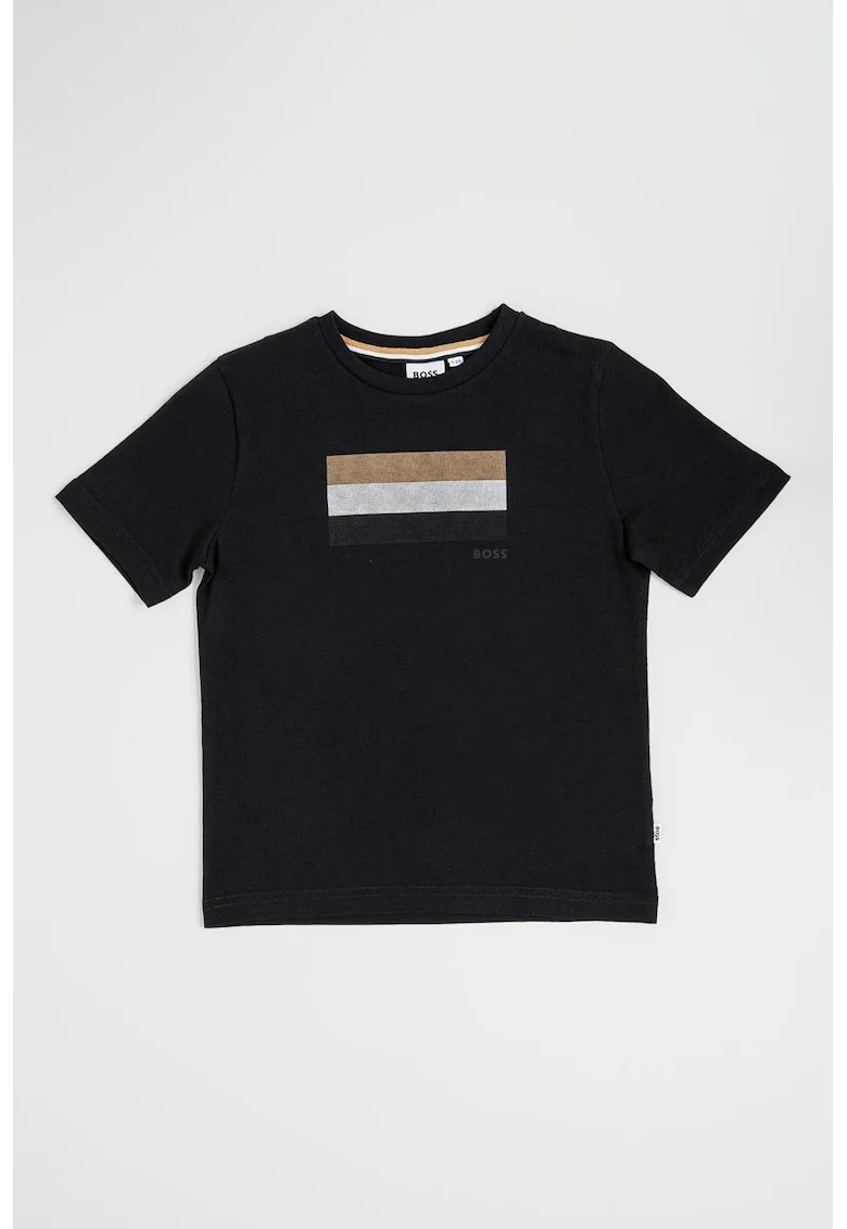 Tricou de bumbac cu imprimeu, Negru/Maro deschis