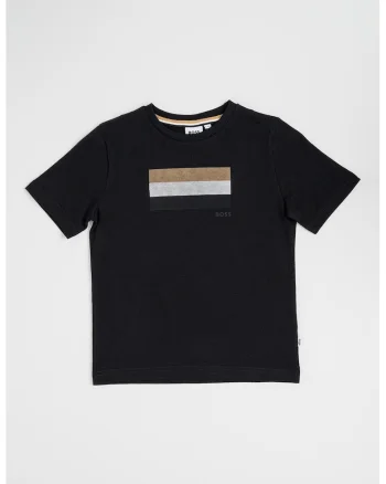 Tricou de bumbac cu imprimeu, Negru/Maro deschis