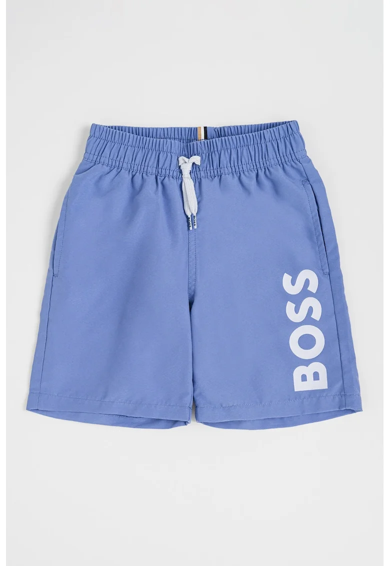 Pantaloni scurti de baie cu logo, Albastru azur