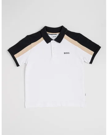Tricou cu guler polo si fenta cu nasturi, Alb/Negru