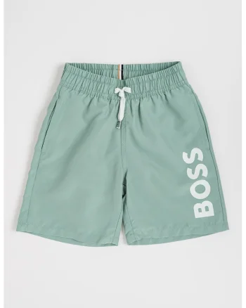 Pantaloni scurti de baie cu logo, Verde deschis