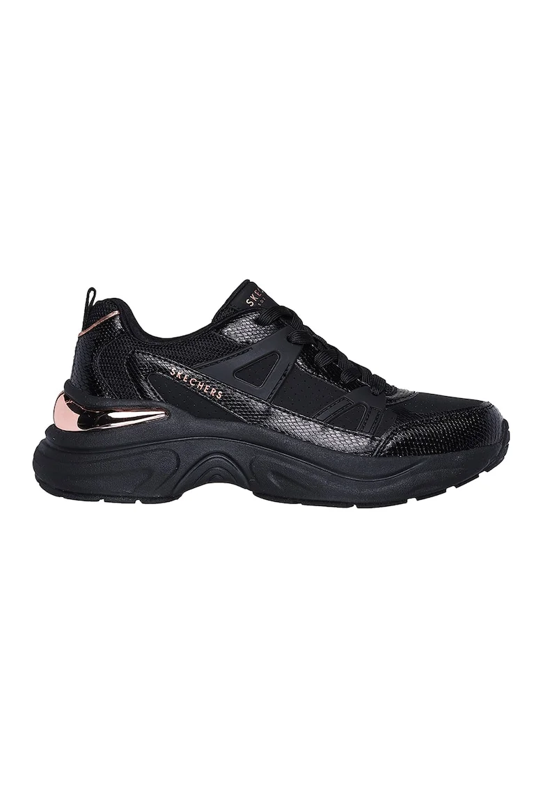 Pantofi sport din piele ecologica cu insertii din plasa Hazel Faye, Negru