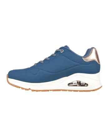 Pantofi sport de piele ecologica Uno Shimmer Away, Albastru inchis
