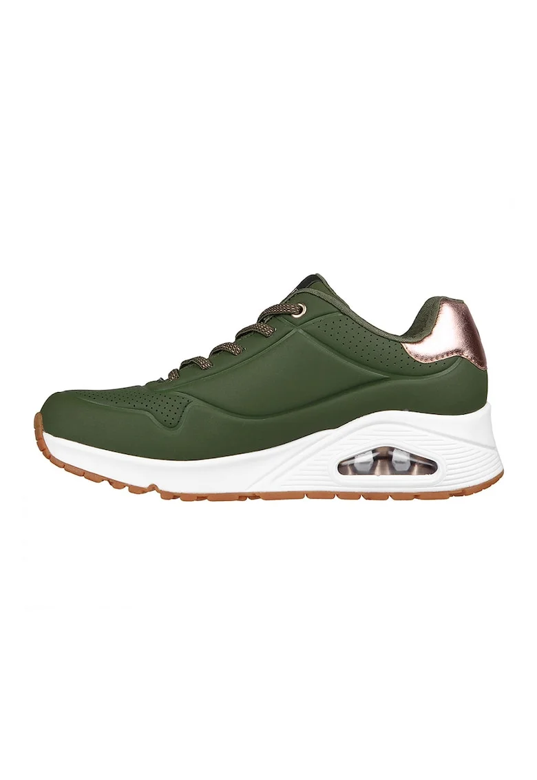 Pantofi sport de piele ecologica Uno Shimmer Away, Verde masliniu