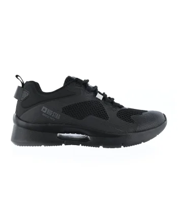 Pantofi sport de piele ecologica si material textil, Negru