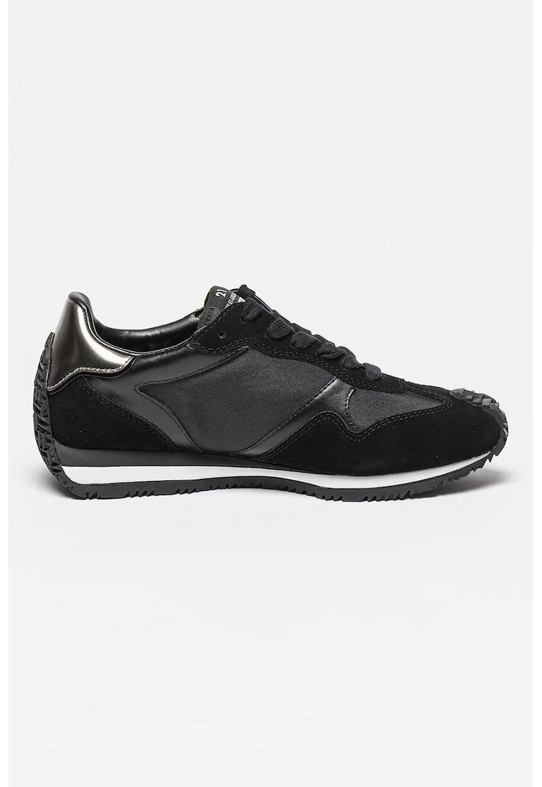 Pantofi sport cu garnituri de piele intoarsa Velocette, Negru/Argintiu