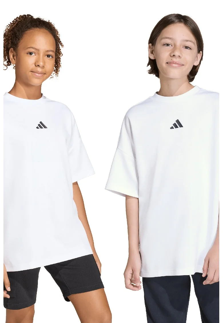 Tricou supradimensionat din amestec de bumbac, Alb/Negru