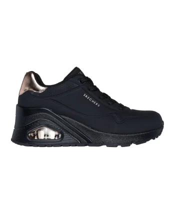 Pantofi sport wedge de piele ecologica, Auriu/Negru