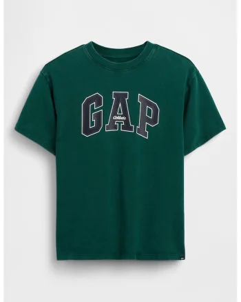 Tricou din bumbac cu imprimeu logo, Verde englez