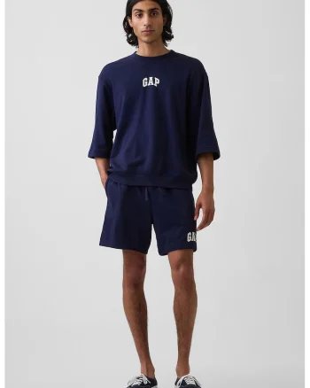 Pantaloni scurti cu logo si snur, Bleumarin