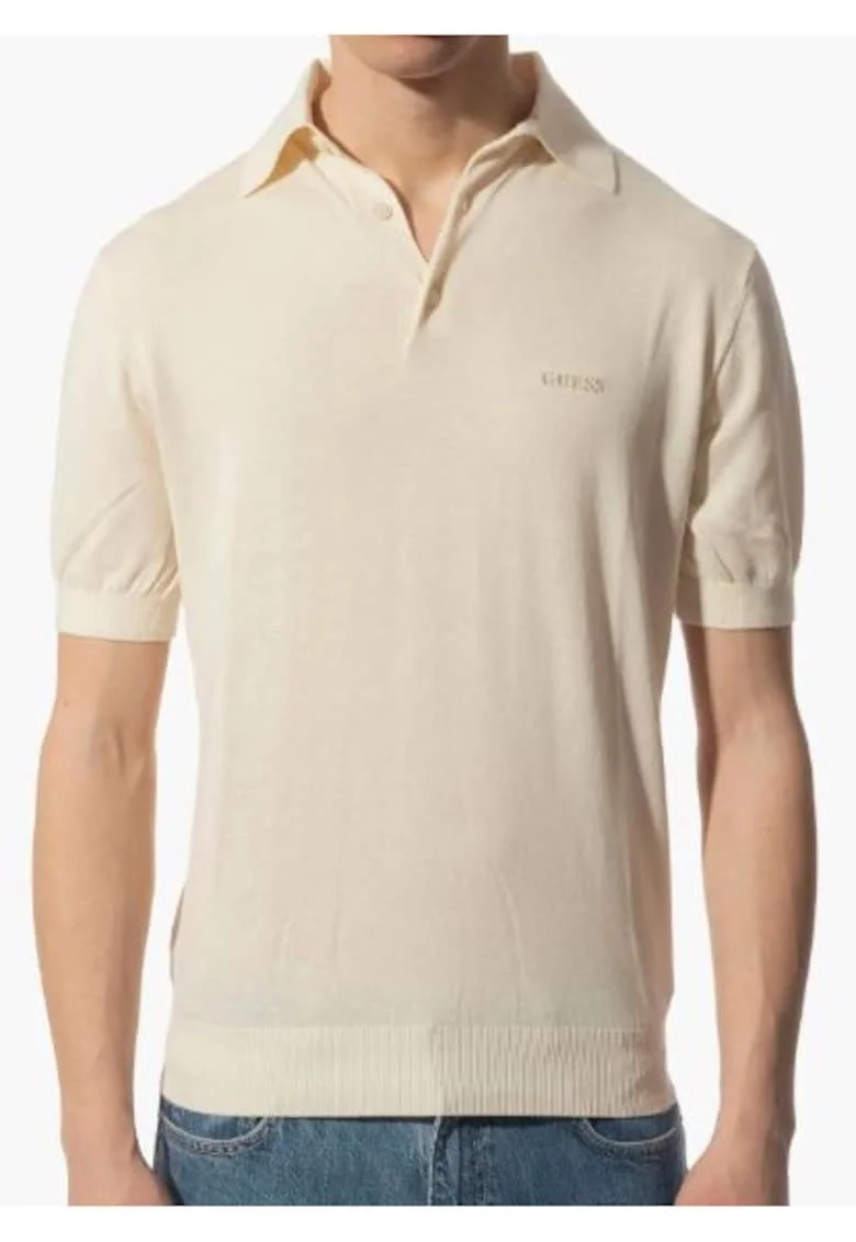 Tricou polo slim fit cu fenta scurta cu nasturi