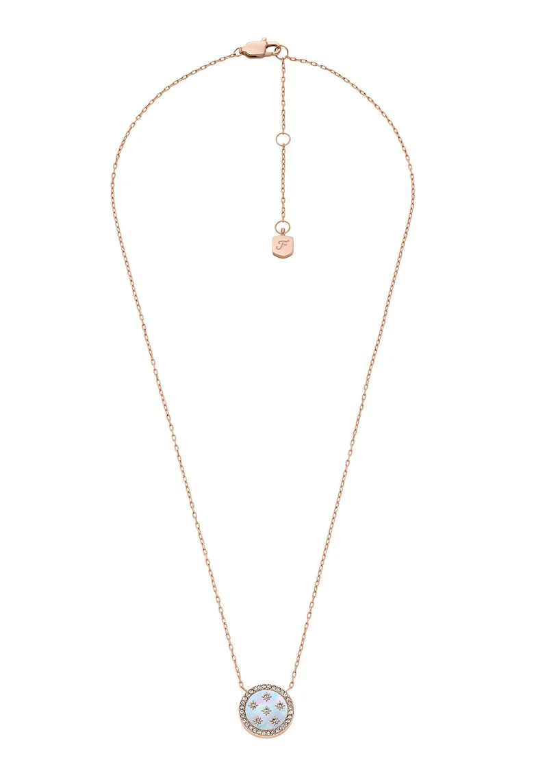 Colier din otel inoxidabil cu pandantiv decorat cu Mother of Pearl, Bronz/Argintiu