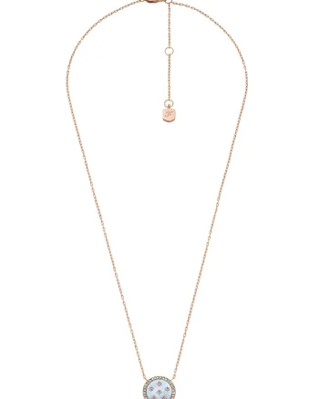 Colier din otel inoxidabil cu pandantiv decorat cu Mother of Pearl, Bronz/Argintiu
