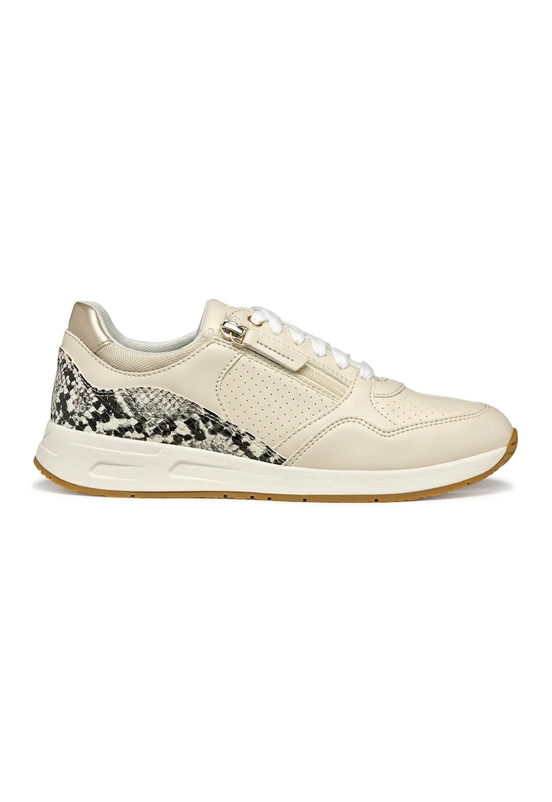 Pantofi sport de piele ecologica cu perforatii, Bej deschis