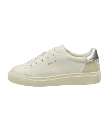 Pantofi sport de piele Julice, Alb/Argintiu
