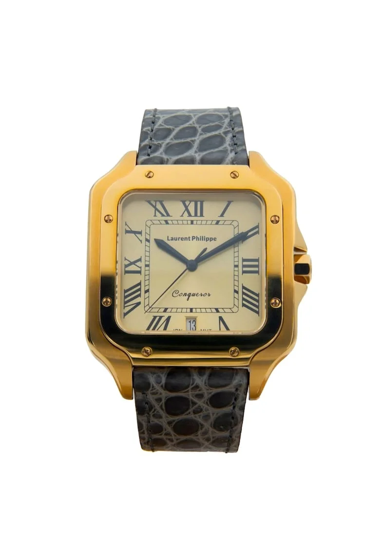 Ceas Conqueror The Golden Eye Platinum Veins cu finisaj Auriu, Otel Inoxidabil