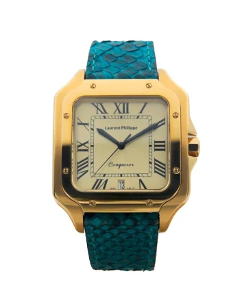 Ceas Conqueror The Golden Eye Blue Venin cu finisaj Auriu, Otel Inoxidabil