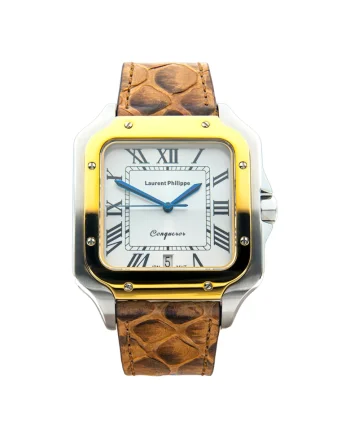 Ceas Conqueror Imperial Topaz Golden Venin cu finisaje Argintii si Aurii, Otel Inoxidabil
